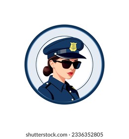 A realistic character of a pretty policewoman who can be used as a logo, mascot or avatar