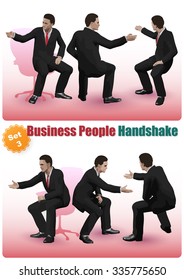 Realistic characters Set of business people shaking hands in a pose
