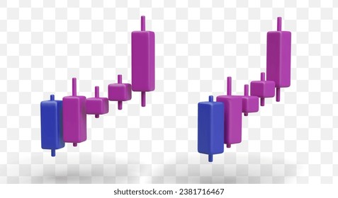 Gráfico realista en una posición diferente. Diagrama en color púrpura y azul para sitio web o documentación. Concepto de venta. Ilustración vectorial en estilo 3d