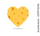Realistic cheese heart on white background.
