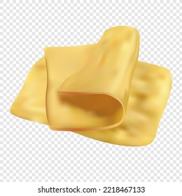 Realista rebanada de queso con fondo transparente