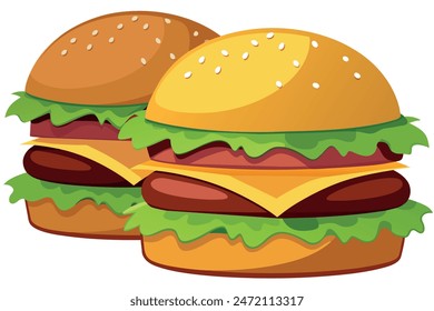 Realistic Cheeseburger Artwork Vector Illustration