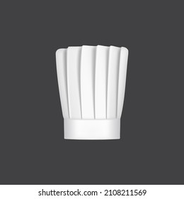 Realistic chef hat, cook cap and baker toque. 3d white chef hat. Vector kitchen headwear with tall folded crown, cotton uniform, costume for culinary staff, isolated head wear for restaurant kitchener