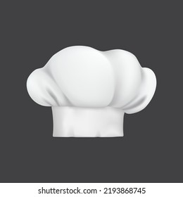 Realistic chef hat, cook cap and baker toque. 3d white chef hat. Restaurant kitchen chef toque, bakery or cafe 3d vector baker hat, culinary and cuisine master uniform clothing