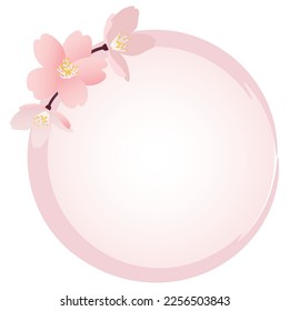 Realistische Kirschblüte, runde Rahmengrafik.