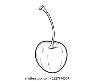Cerezo realista aislado en el fondo blanco. Ilustración vectorial.