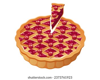 Realistischer Cherry-Pie-Vektorgrafik