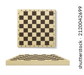 Realistic chess board set isometric vector illustration. Empty wooden chessboard 3d template for intelligence game competition isolated on white. Strategy logic checkerboard gaming for two players