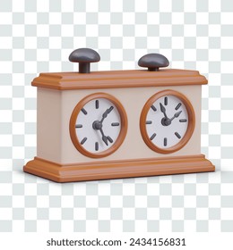 Realistic chess clock with two round dials and buttons. Special game timer