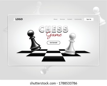 Realistic Chess Game Pieces 3D Landing Page