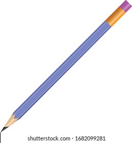 A Realistic Chetwode Blue Pencil With Eraser on Top of it, Transparent Vector Illustration PNG.