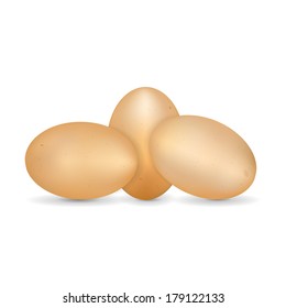 realistic chicken eggs on a white background, Easter, vector illustration