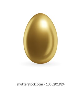 Realistic chicken golden easter egg. Isolated vector illustration.