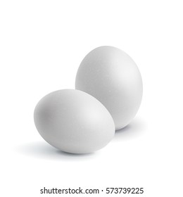 Realistic chickens of egg. Easter, chicken, white, birth. 3D vector illustration