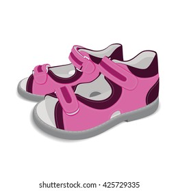 Realistic child sandals on white background. EPS 10.  Used: transparency, blend mode.