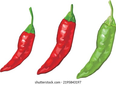 Realistic chili pepper illustration set