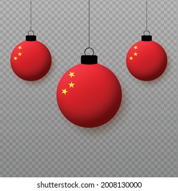 Bandera de China realista con globos de luz voladores. Elementos decorativos para las fiestas nacionales.
