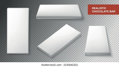 Realistic chocolate bar blank packs template isolated on transparent background vector illustration