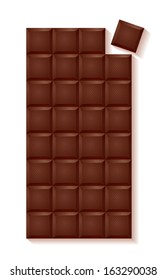 Realistic chocolate bar - dark chocolate with separate bite.