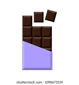 Realistic chocolate bar isolated on white background. Packaging. Mock up. Vector illustration.