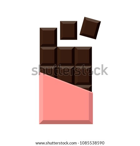 Realistic chocolate bar isolated on white background. Packaging. Mock up. Vector illustration.