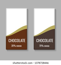 Realistic chocolate bar package template. Vector illustration