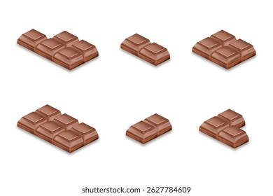 Realistic Chocolate Bar Set – Isometric Vector Collection