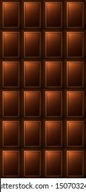 Realistic chocolate bar vector illustration. Dark or milk chocolate mockup. 3D chocolate template for food package design. Sweet dessert banner. Oblong rectangle candy bar. Food texture or pattern