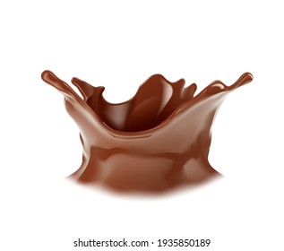 Realistic chocolate corona splash. Vector illustration isolated on white background. Сan easily be used for different backgrounds. EPS10.