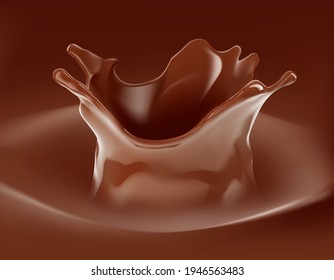Realistic chocolate corona splash. Vector illustration. Сan easily be used for your design. EPS10.	
