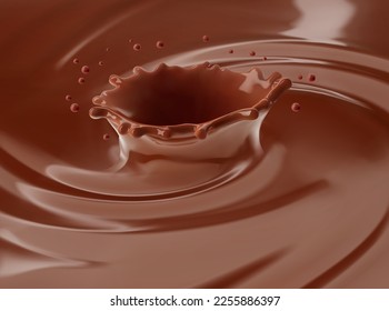 Realistic chocolate corona splash. Vector illustration. Сan easily be used for different backgrounds. EPS10.	