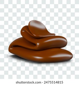 Crema de chocolate realista. Gruesa masa de cacao, untar, mantequilla. Vector de ganache aislado