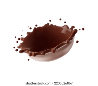 Realistic chocolate crown splash. Vector illustration isolated on white background. Сan easily be used for different backgrounds. EPS10.	