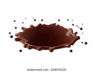 Realistic chocolate crown splash. Vector illustration isolated on white background. Сan easily be used for different backgrounds. EPS10.	