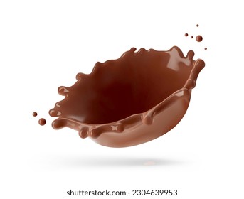 Realistic chocolate crown splash. Vector illustration isolated on white background. Сan easily be used for different backgrounds. EPS10.	