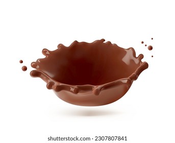 Realistic chocolate crown splash. Vector illustration isolated on white background. Сan easily be used for different backgrounds. EPS10.	