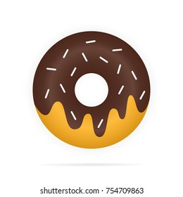 Realistic chocolate donuts in glaze isolated on white background