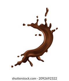 Realistic chocolate drop splash composition with isolated liquid spot on blank background vector illustration