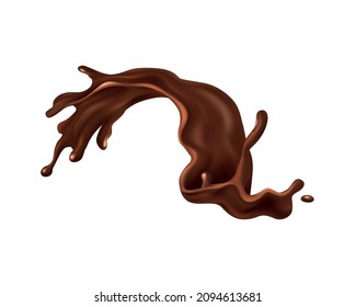 Realistic chocolate drop splash composition with isolated liquid spot on blank background vector illustration