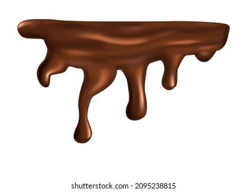Realistic chocolate drop splash composition with isolated liquid spot on blank background vector illustration