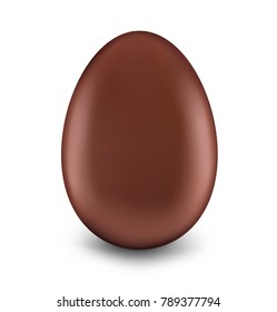 Realistic chocolate Easter egg on white background. Vector illustration ready and simple to use for your design. 