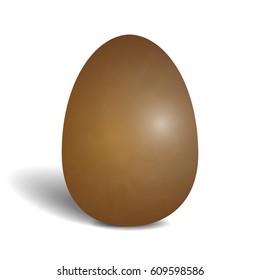 Realistic chocolate egg isolated on white background. Icon of egg with shadow. Vector illustration of hollow tasty sweetness.