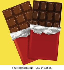 realistic chocolate kids snacks sweet confectionary chocolate bar wrapped vector