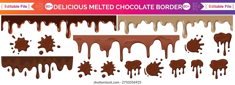Realistic chocolate milk splash waves with drops, Choco drink crowns and swirls, vector splatters. Cocoa drink or Choco syrup flow and spill drops with milky chocolate wave and splashing droplets