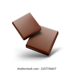 Realistic chocolate pieces. Vector illustration isolated on white background. Ready for your design. EPS10.