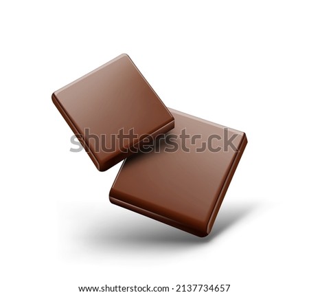 Realistic chocolate pieces. Vector illustration isolated on white background. Ready for your design. EPS10.