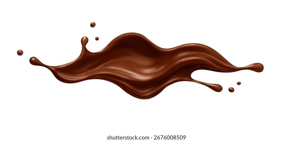 Chocolate realista salpicar com gotas. Conceito de sobremesa e confeitaria. Ilustração vetorial
