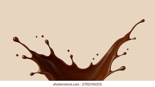Chocolate realista. Choco líquido. Conceito de sobremesa e confeitaria. Ilustração vetorial