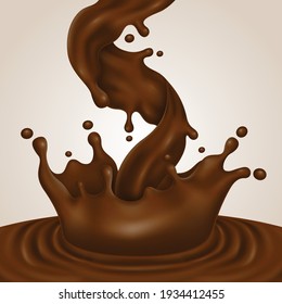 Realistic Chocolate Splashes 3d Illustrations
