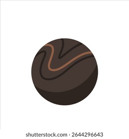 Realistic chocolate truffle in isometric view with swirl pattern. Perfect for dessert branding, candy ads, or food-related digital projects.